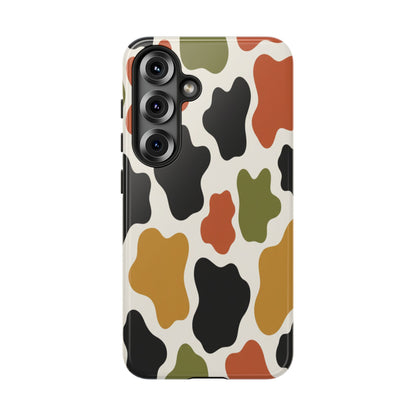 Camouflage Pattern Tough Phone Case – Retro Olive, Rust & Mustard Protective Cover