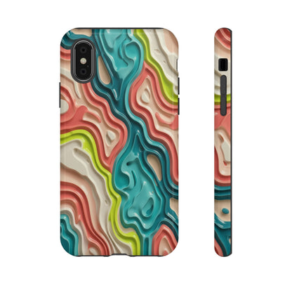 Abstract Contour Phone Case — Colorful Topographic Pattern Tough Case