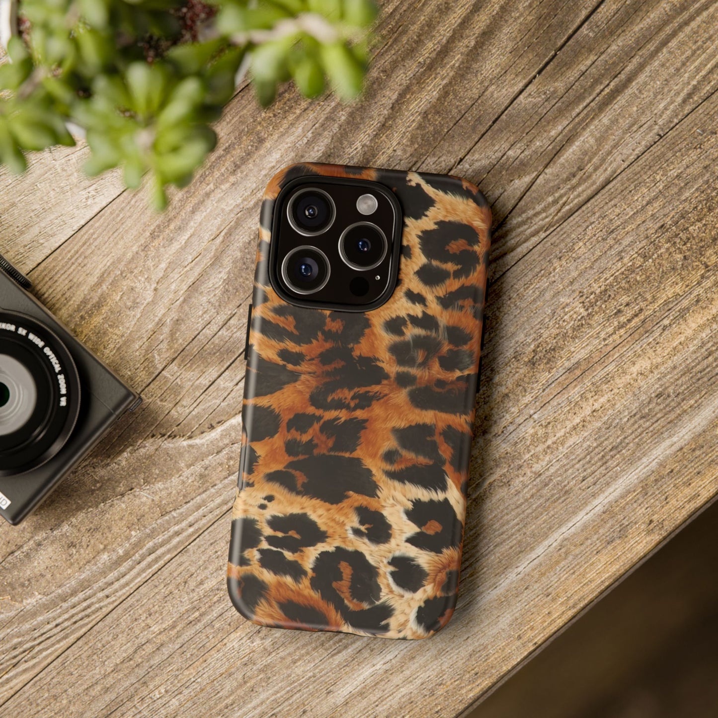 Leopard Print Tough Phone Case – Rugged Protective iPhone Cover