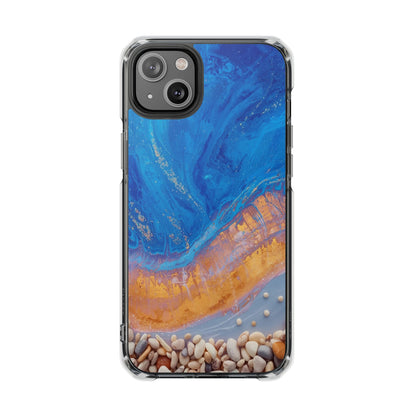 Clear Magnetic Impact Phone Case — Blue Ocean Resin & Pebble Design