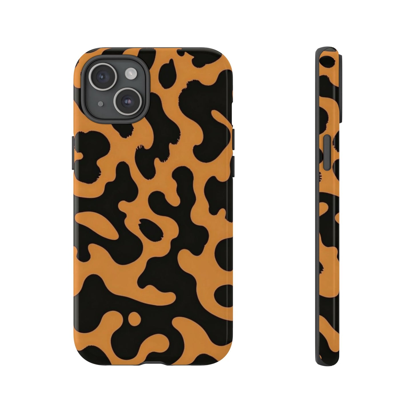 Leopard Print Phone Case — Orange & Black Tough Pattern Protective Cover