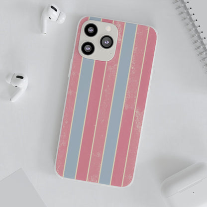 Striped Pink & Blue Phone Case — Retro Pastel Flexi Case