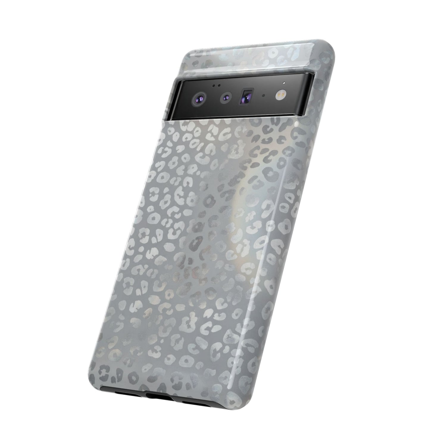 Grey Leopard Print Tough Phone Case — Durable Protective iPhone Cover