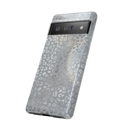 Grey Leopard Print Tough Phone Case — Durable Protective iPhone Cover
