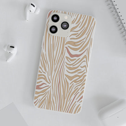 Neutral Zebra Print Flexi Case — Beige & Rose Gold Animal Pattern Phone Cover