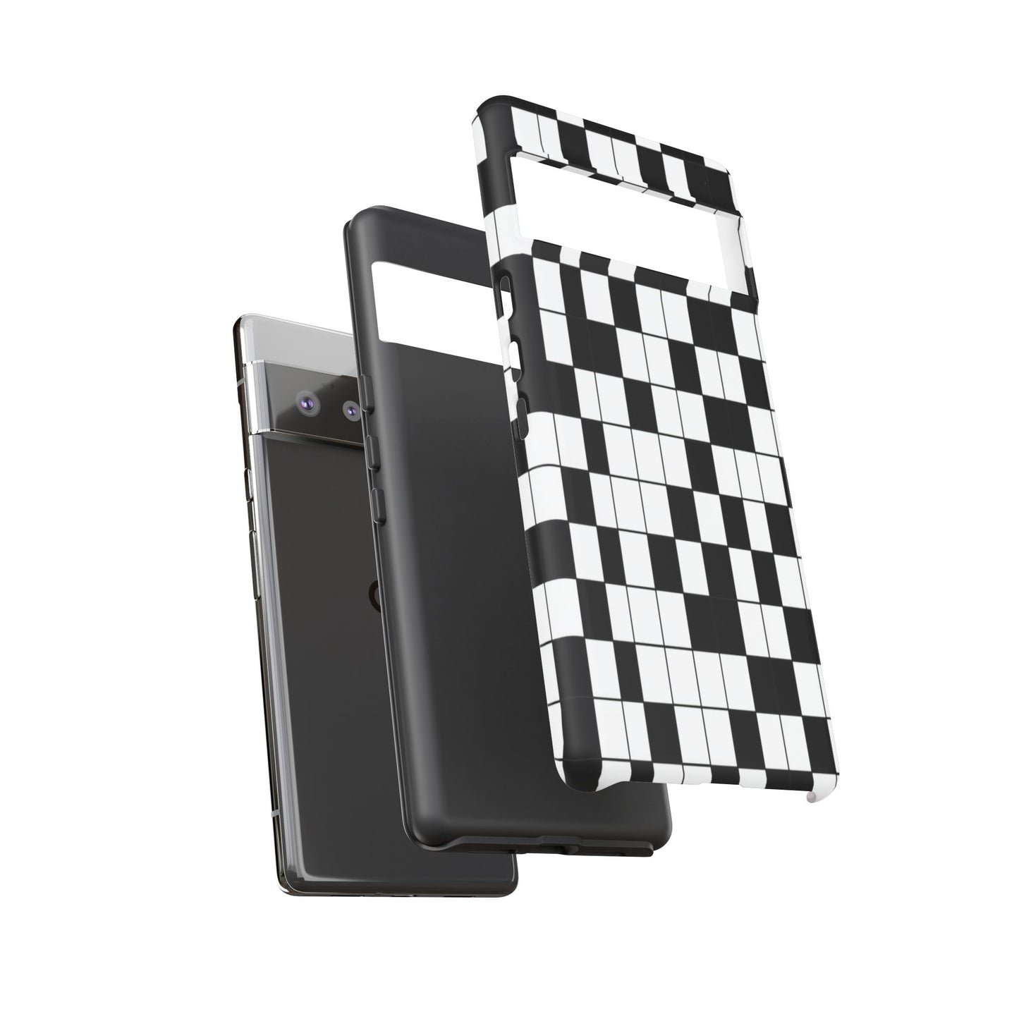 Crossword Grid Phone Case — Black & White Puzzle Pattern Tough Phone Cover