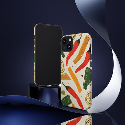 Spicy Peppers Phone Case – Colorful Chili, Lime & Citrus Pattern