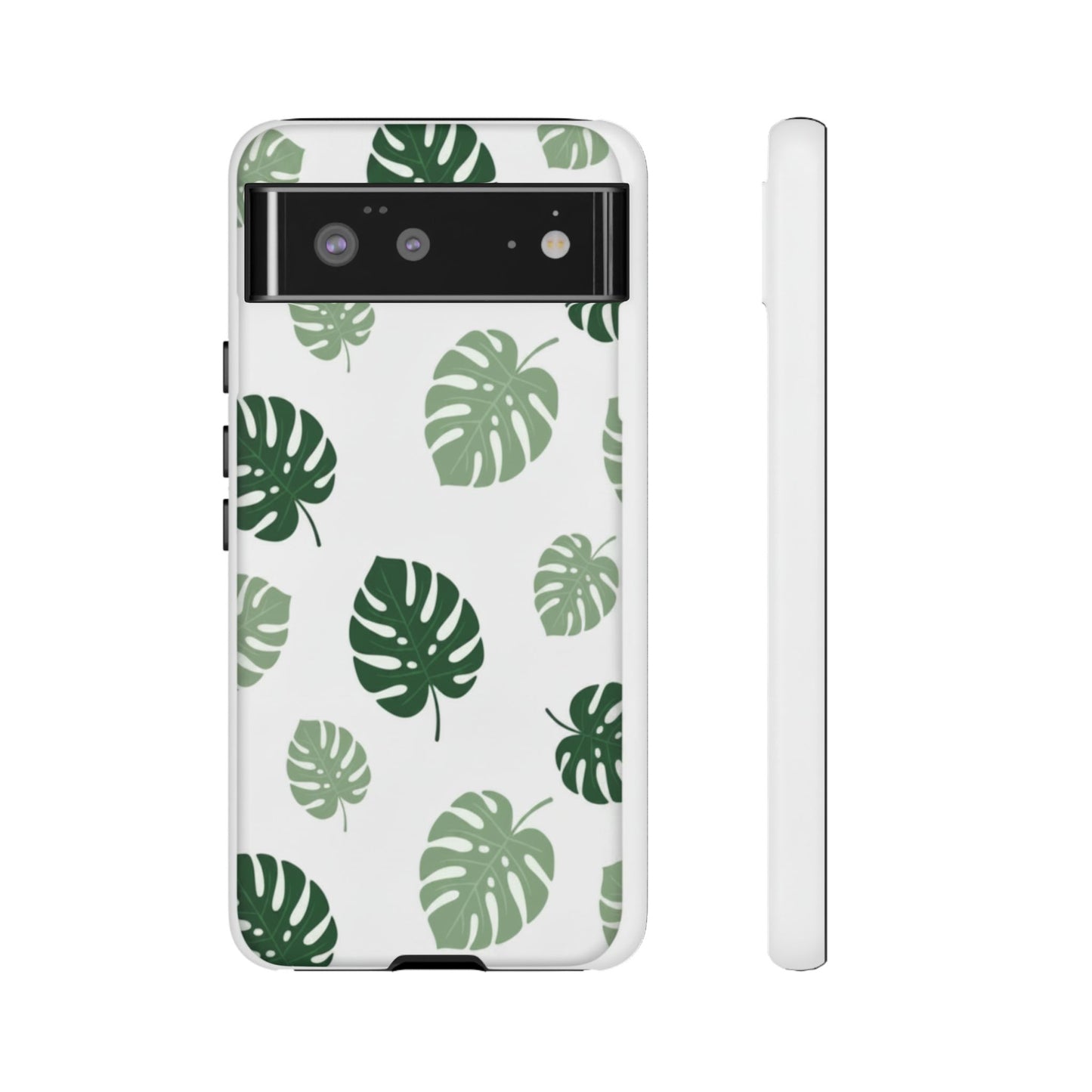 Monstera Leaf Tough Phone Case – Tropical Green Palm Pattern Protective Cover
