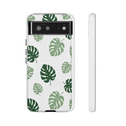 Monstera Leaf Tough Phone Case – Tropical Green Palm Pattern Protective Cover