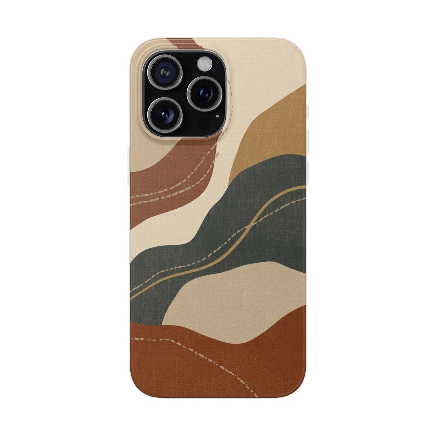 Abstract Earth Tone Phone Case — Boho Wavy Flexi Case