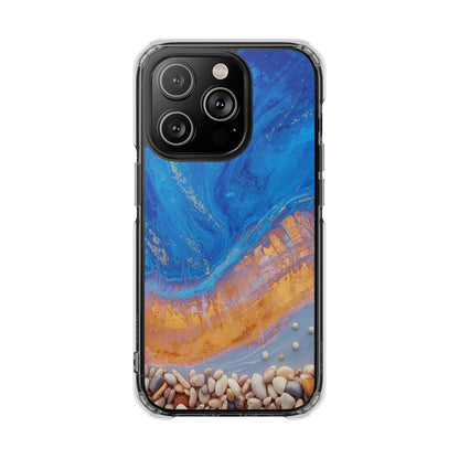 Clear Magnetic Impact Phone Case — Blue Ocean Resin & Pebble Design