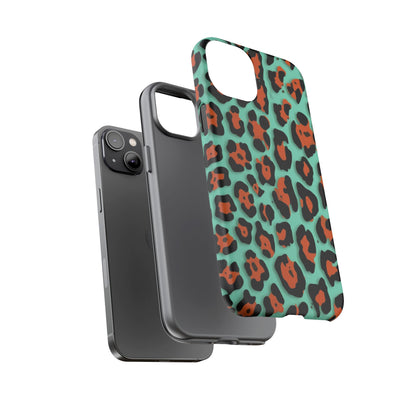 Teal & Rust Leopard Phone Case — Tough Protective Animal Print