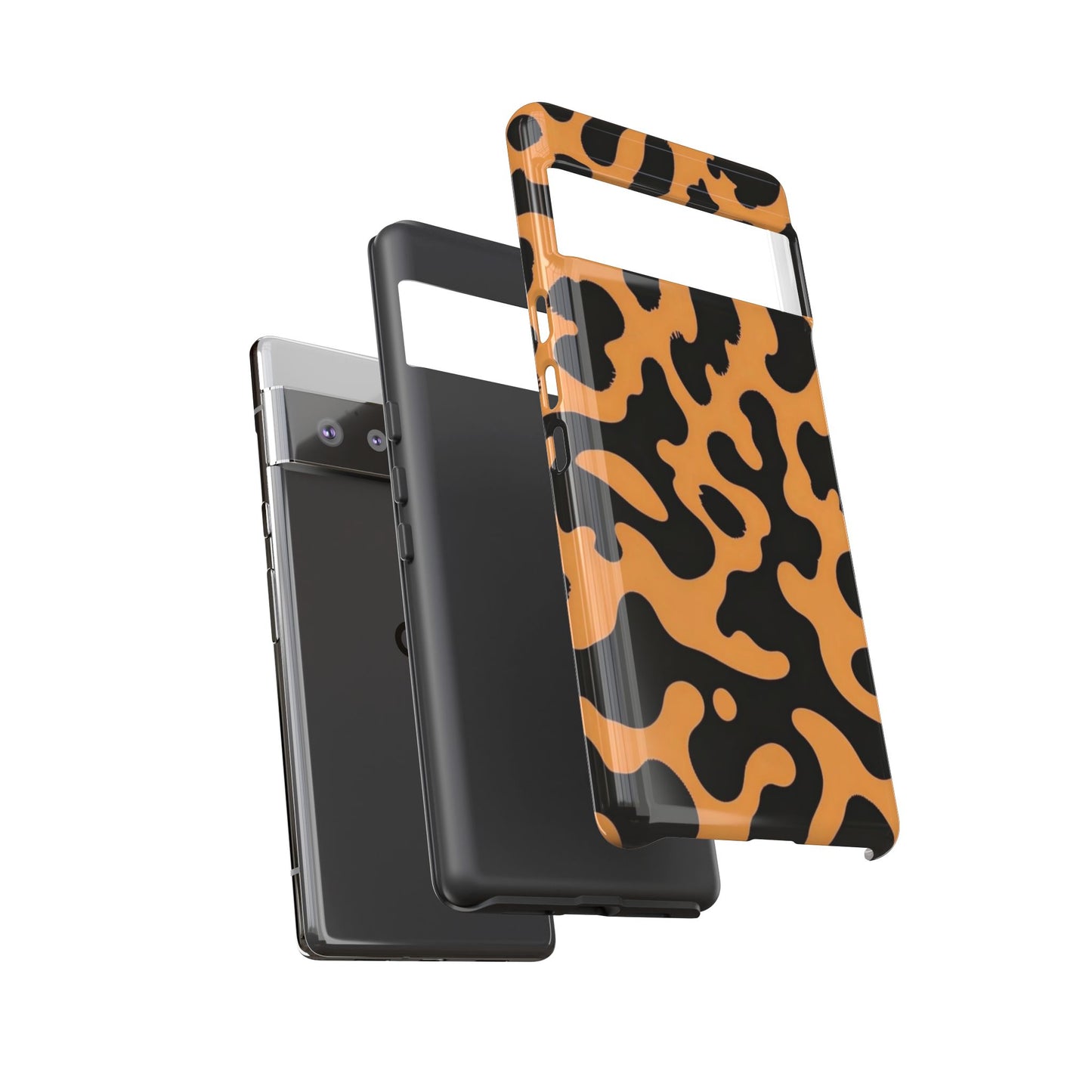Leopard Print Phone Case — Orange & Black Tough Pattern Protective Cover