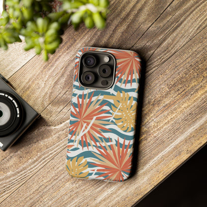 Tropical Palm Tough Phone Case – Retro Wave Floral Protective Cover