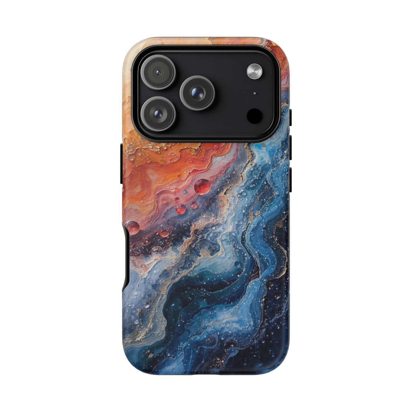 Marbled Galaxy Tough Phone Case — Abstract Blue & Coral Protective Cover