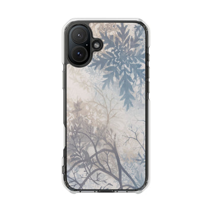 Clear Impact Phone Case with Delicate Botanical Shadow Design — Magnetic Compatible