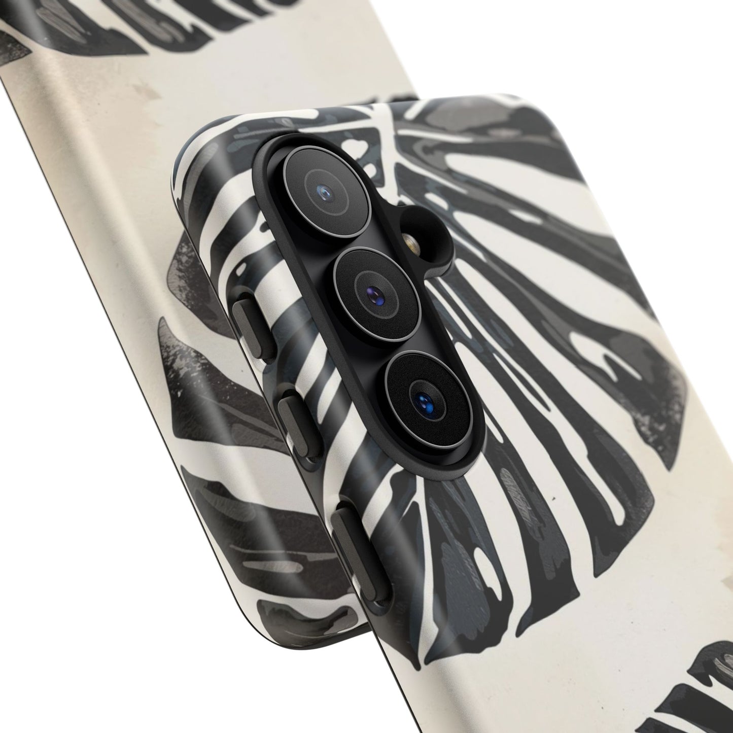 Monstera Leaf Tough Phone Case – Black & White Tropical Protective Case