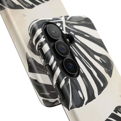 Monstera Leaf Tough Phone Case – Black & White Tropical Protective Case