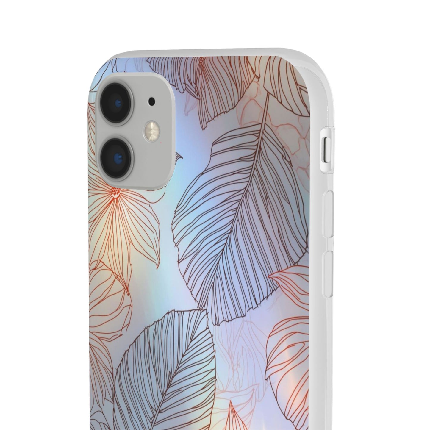 Floral Holographic Phone Case — Iridescent Leaves & Flowers Flexi Case