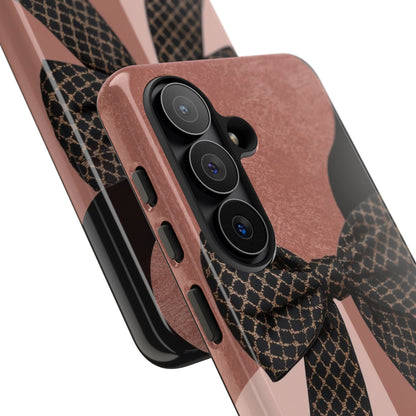 Bow Stripe Tough Phone Case – Pink Mauve Protective Cover