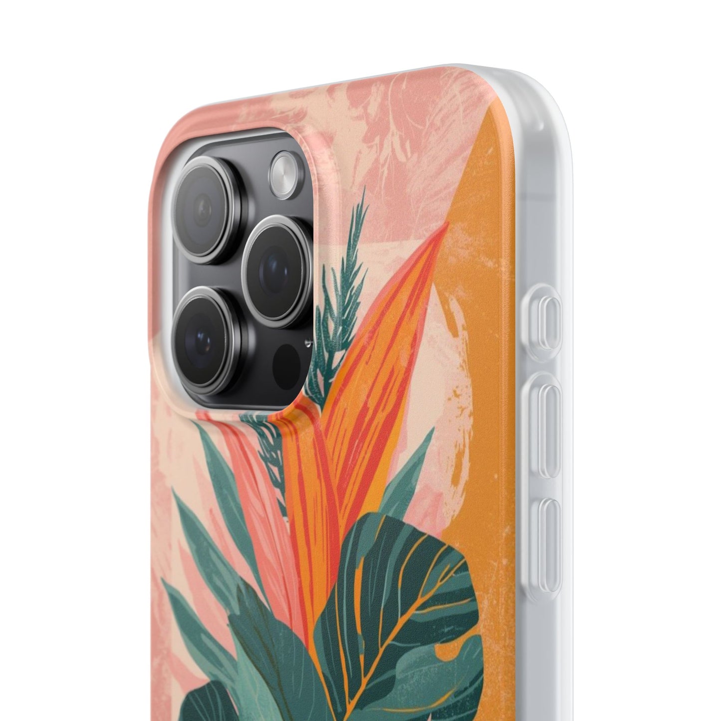 Tropical Botanical Phone Case — Pink & Orange Floral Flexi Case