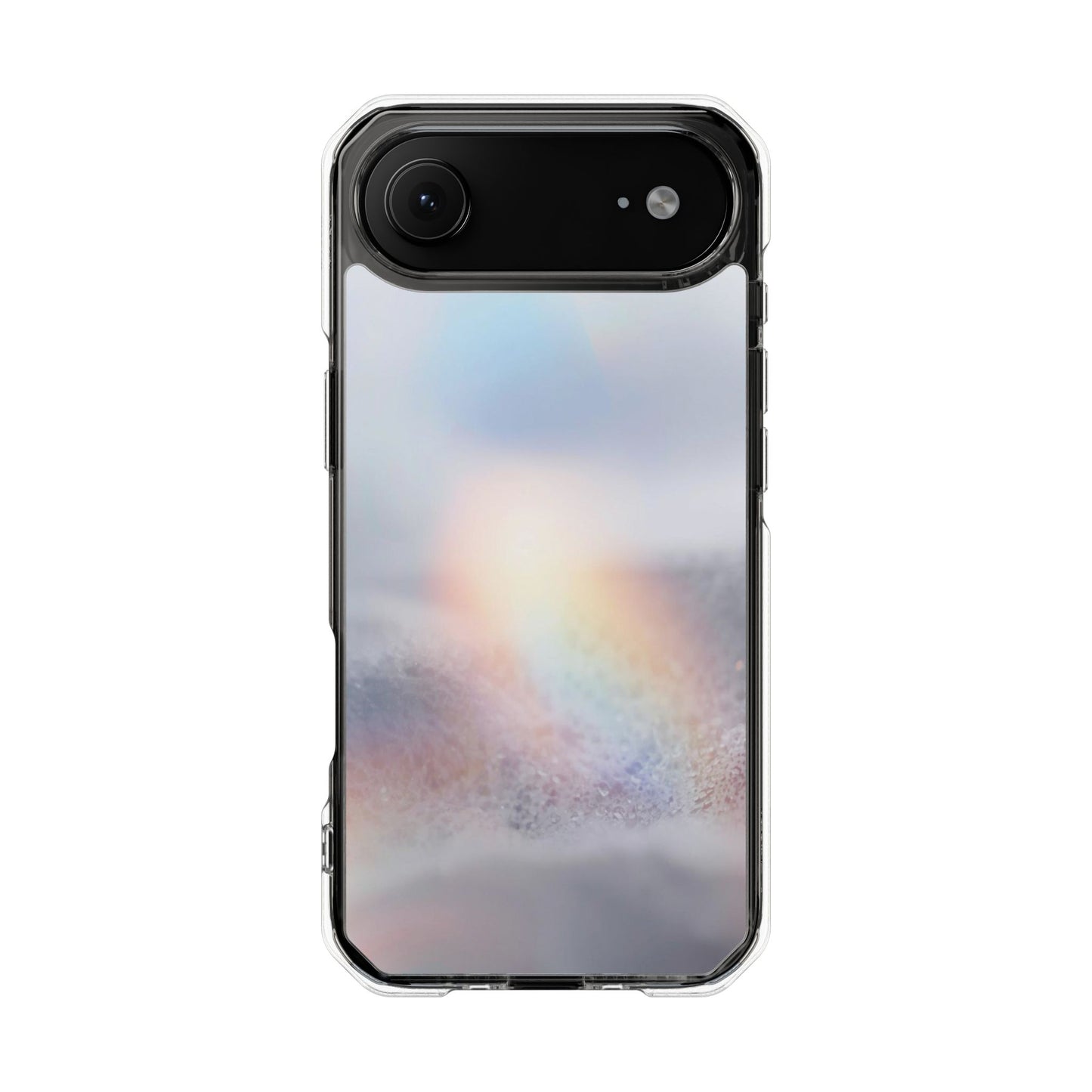 Clear Magnetic Impact Phone Case — Shockproof Transparent Case with Holographic Rainbow Accent