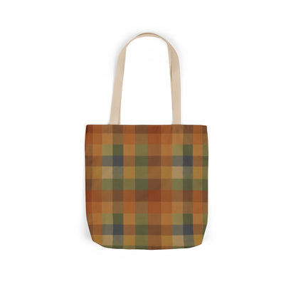 Autumn Plaid Canvas Tote Bag — Rustic Fall Market Bag