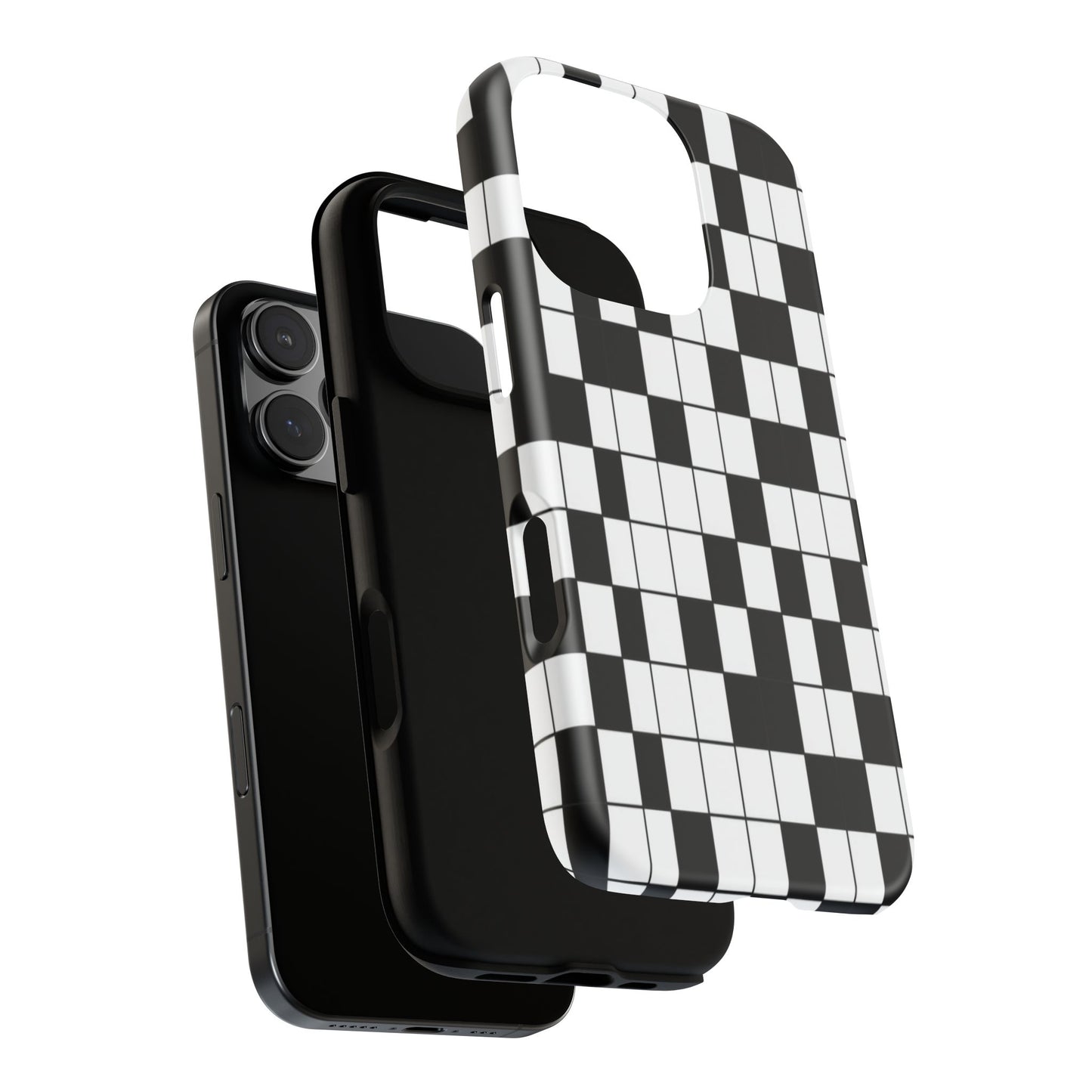 Crossword Grid Phone Case — Black & White Puzzle Pattern Tough Phone Cover