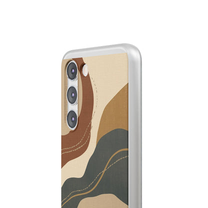 Abstract Earth Tone Phone Case — Boho Wavy Flexi Case