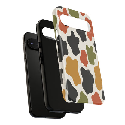Camouflage Pattern Tough Phone Case – Retro Olive, Rust & Mustard Protective Cover