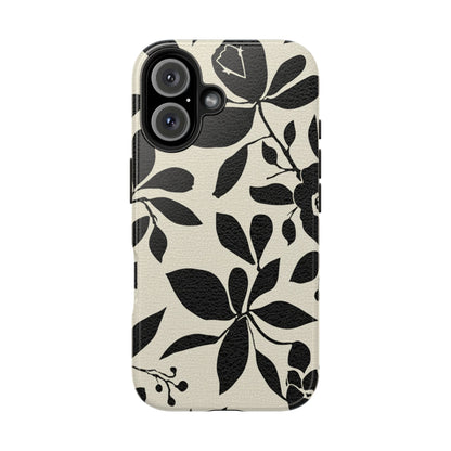 Tough Phone Case — Black Floral Silhouette Protective Cover