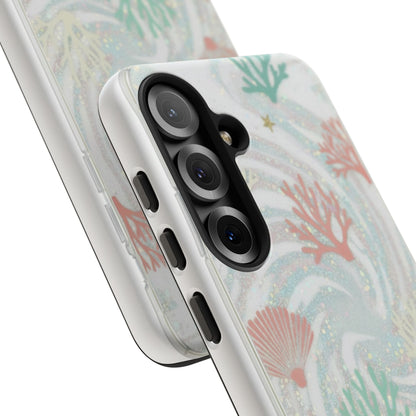 Seafoam Coral Tough Phone Case - Pastel Ocean Wave Design