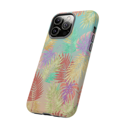 Tropical Palm Leaf Tough Phone Case – Colorful Pastel Botanical Protection