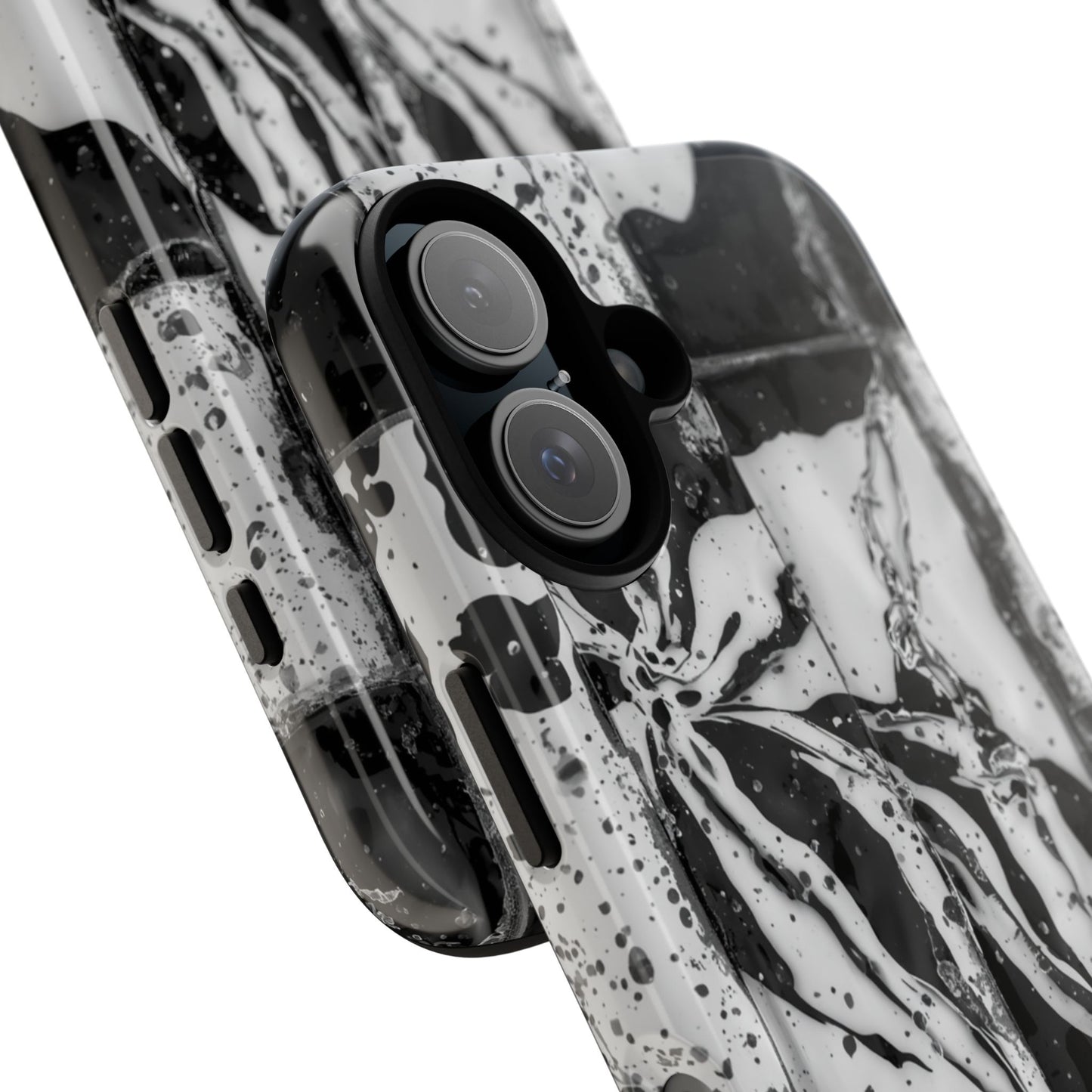 Monochrome Tile Floral Tough Phone Case