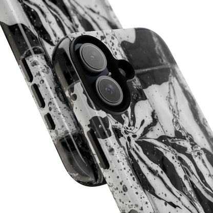 Monochrome Tile Floral Tough Phone Case