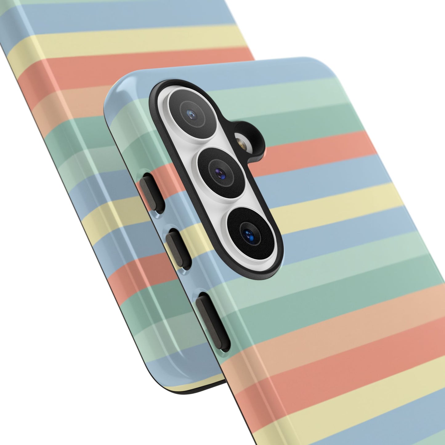 Pastel Striped Phone Case — Retro Horizontal Multi-Color Tough Case