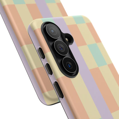 Pastel Checkered Phone Case — Retro Stripe Tough Case