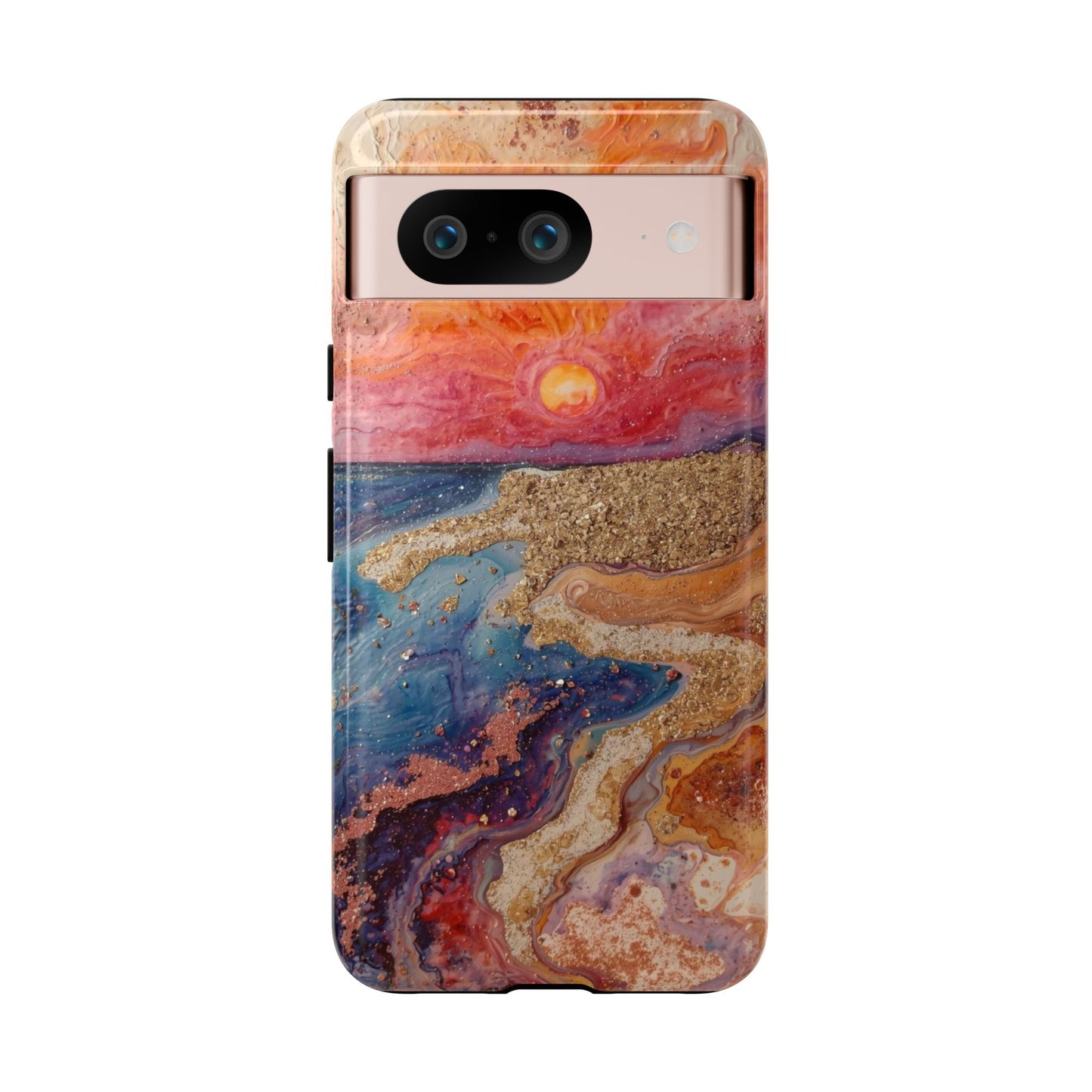 Sunset Coast Phone Case — Colorful Abstract Beach Art Tough Case