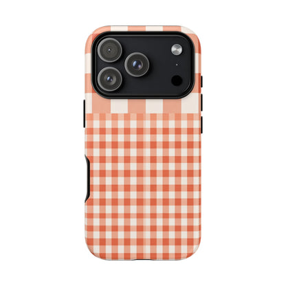 Buffalo Check Tough Phone Case — Orange Gingham Protective Cover