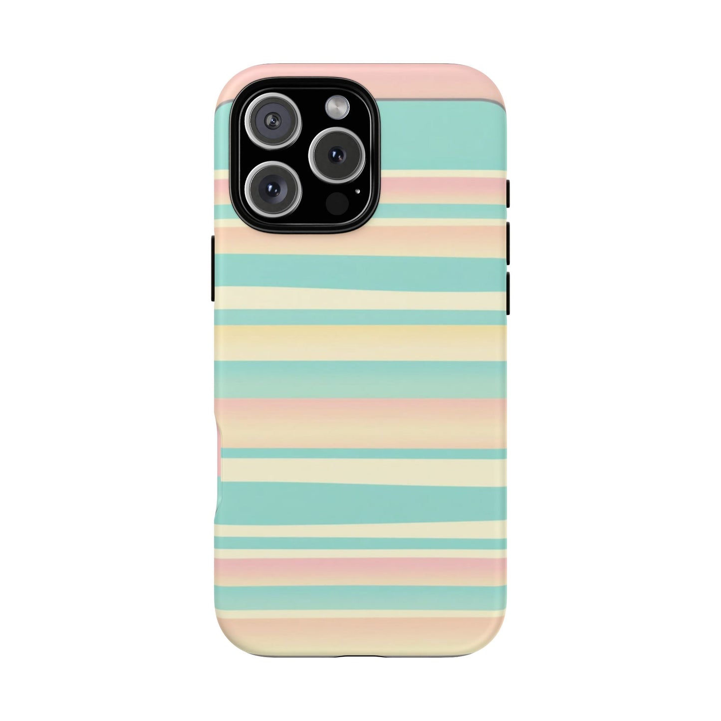 Pastel Striped Tough Phone Case — Mint, Peach & Cream Protective Cover
