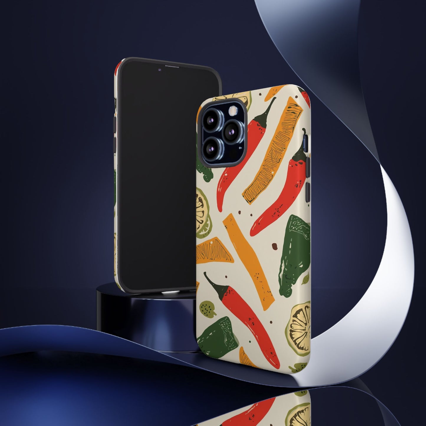 Spicy Peppers Phone Case – Colorful Chili, Lime & Citrus Pattern
