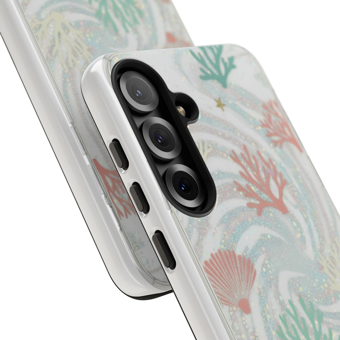 Seafoam Coral Tough Phone Case - Pastel Ocean Wave Design
