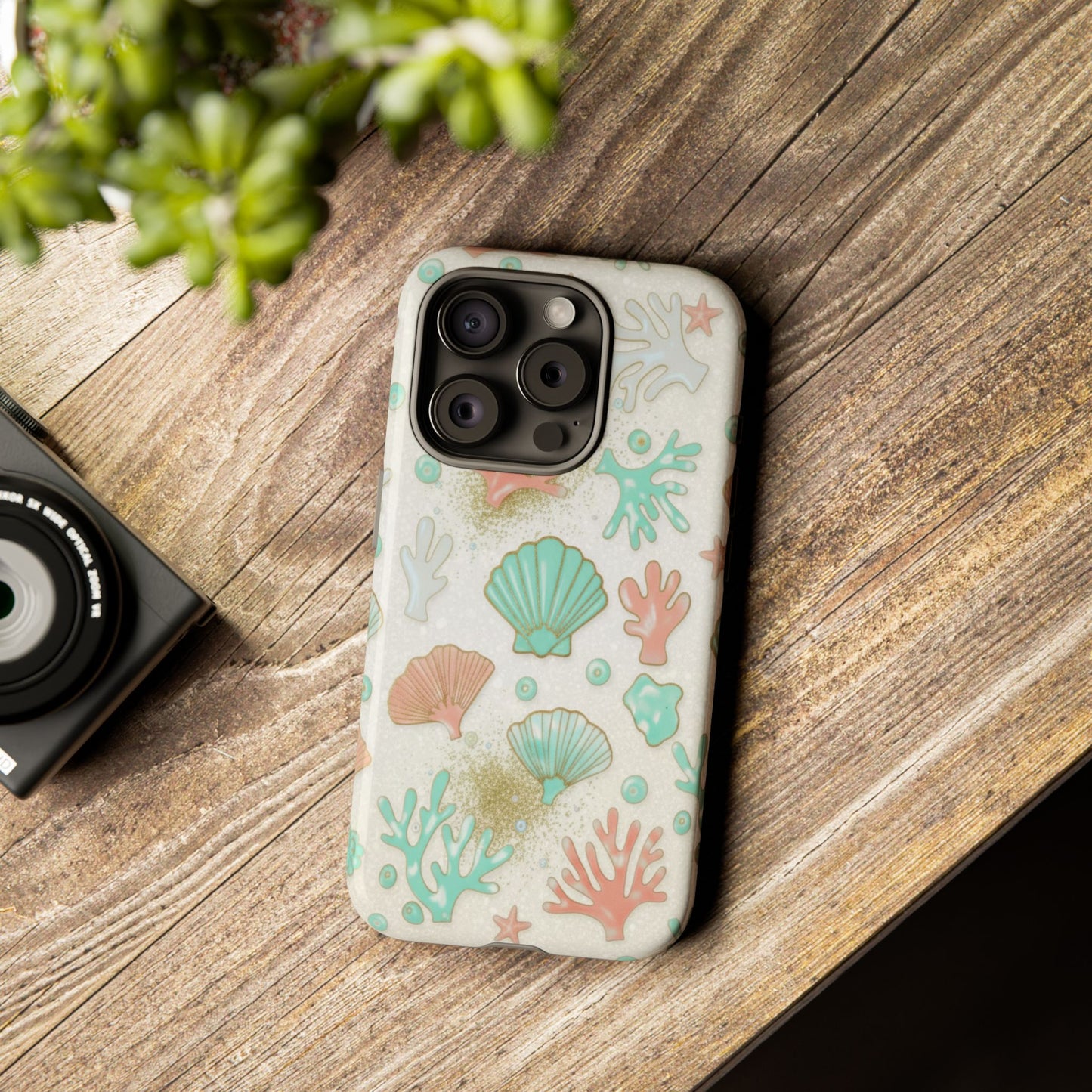 Seashell Coral Phone Case — Pastel Beach Shells Protective Tough Case