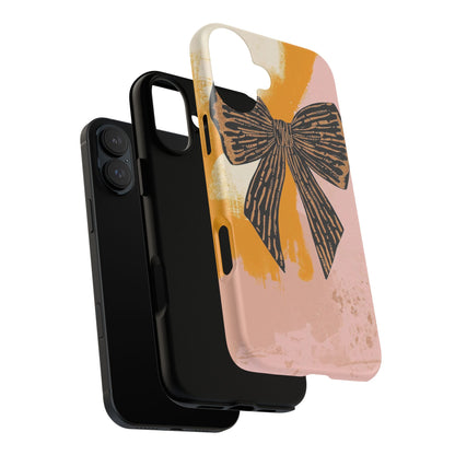 Bow Brushstroke Tough Phone Case — Pink & Mustard