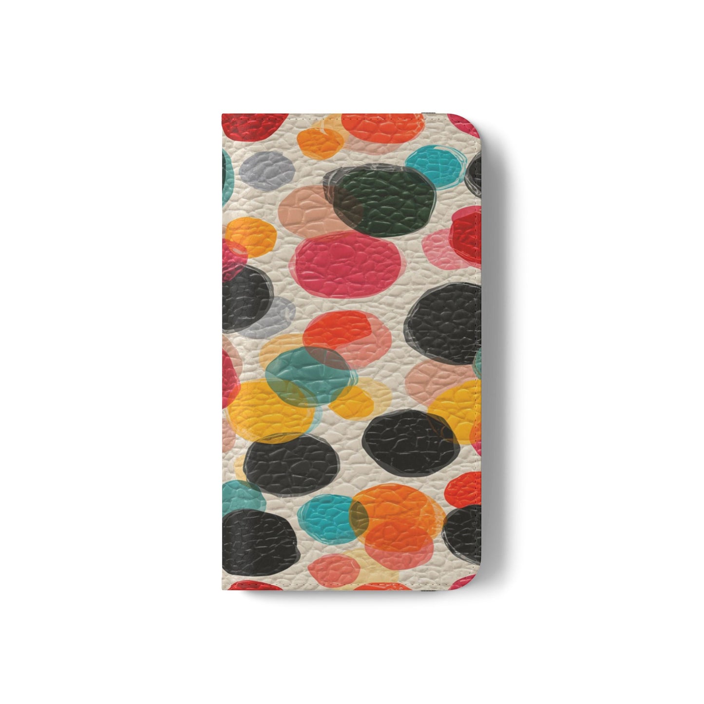 Colorful Confetti Dot Flip Phone Case — Retro Polka Wallet Cover