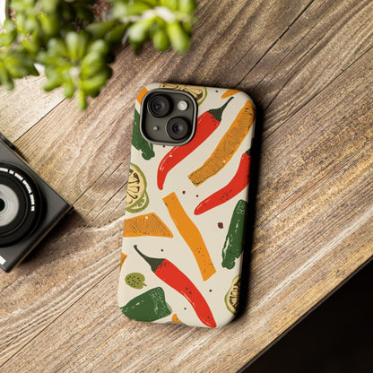 Spicy Peppers Phone Case – Colorful Chili, Lime & Citrus Pattern