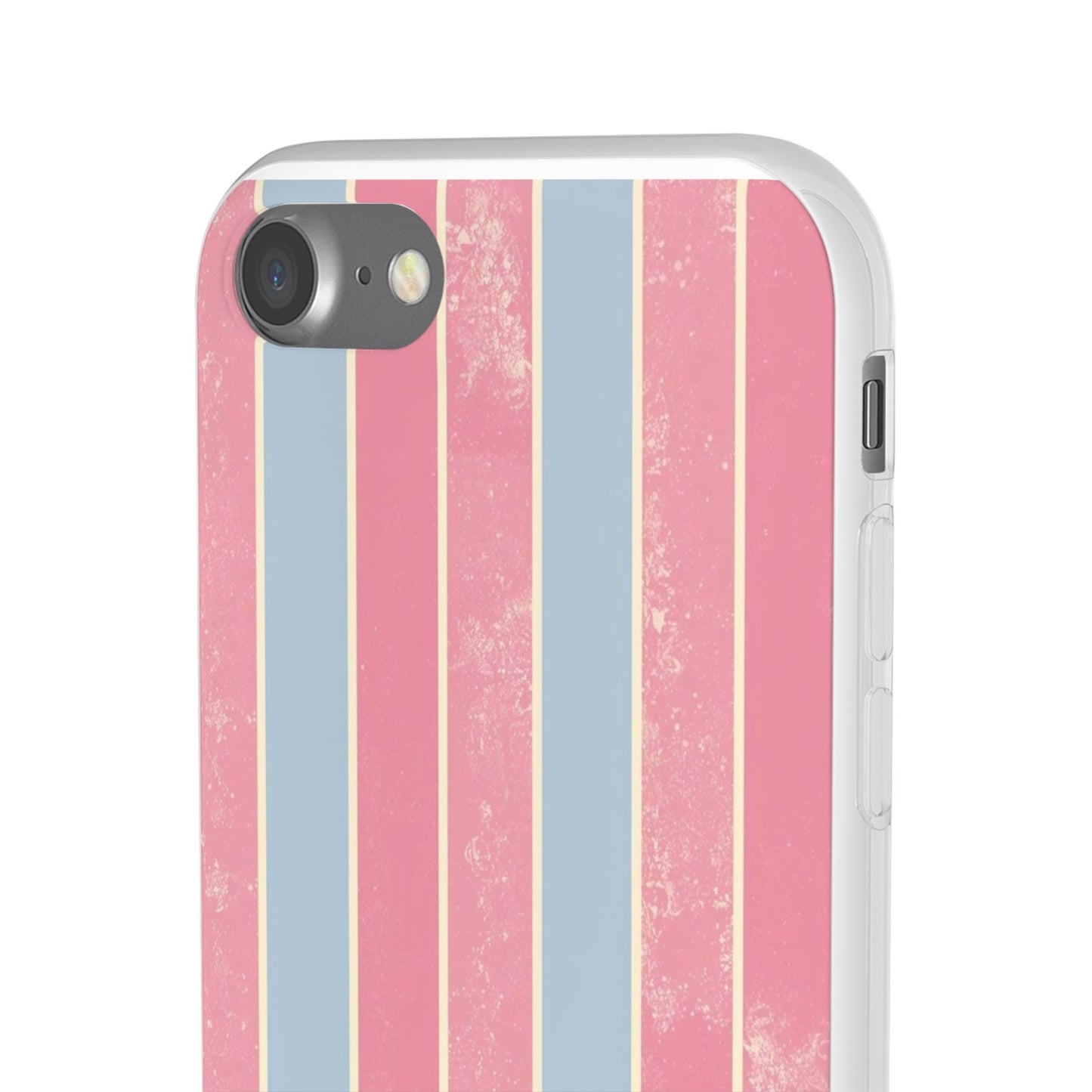 Striped Pink & Blue Phone Case — Retro Pastel Flexi Case