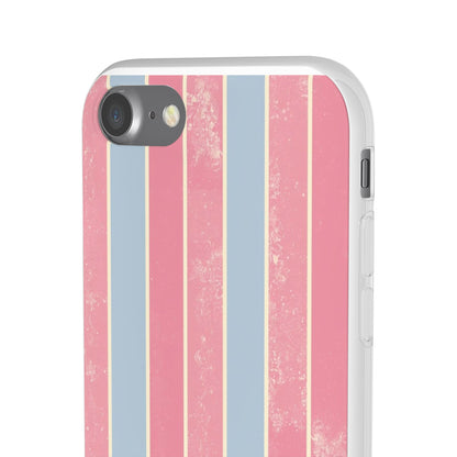 Striped Pink & Blue Phone Case — Retro Pastel Flexi Case