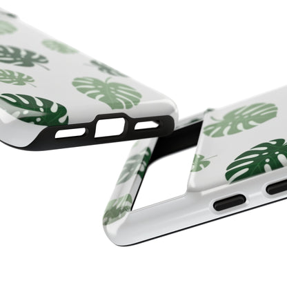 Monstera Leaf Tough Phone Case – Tropical Green Palm Pattern Protective Cover