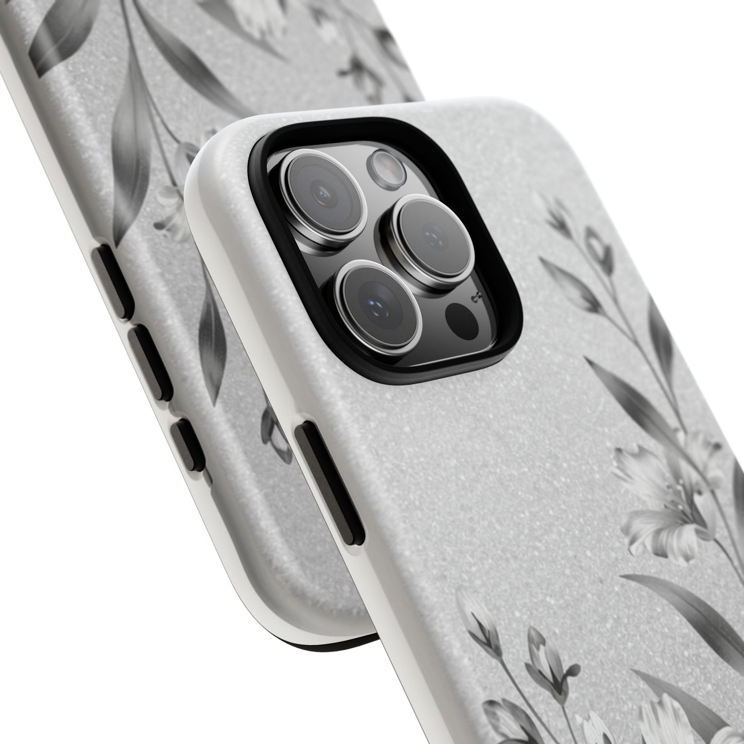 Floral Monochrome Phone Case — Elegant Black & White Lily Design